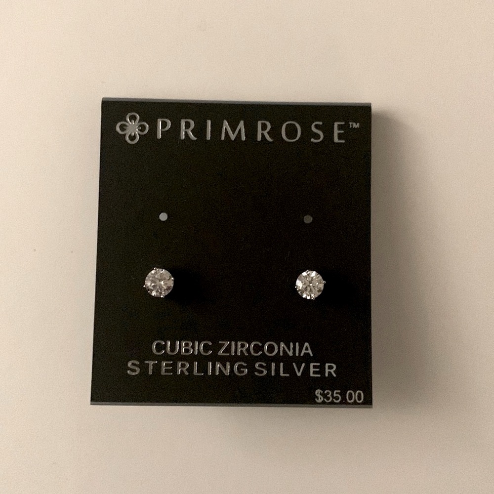 Primrose Cubic Zirconia Sterling‎ Silver Studs
